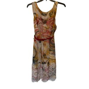 LUX II Elegant Swirl Pattern Maxi Dress with Lace Detail